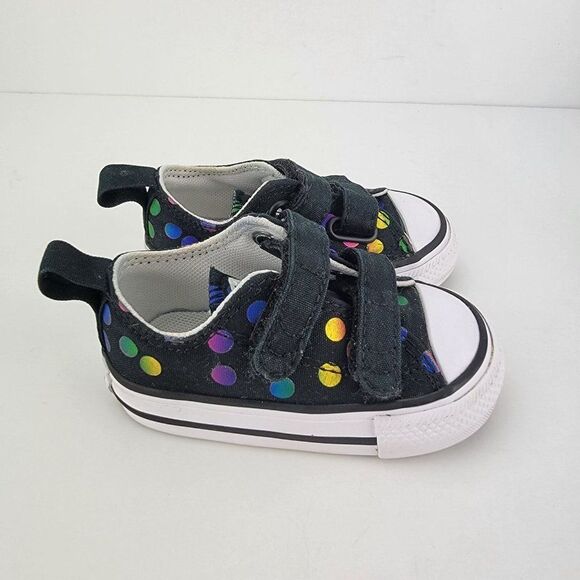 Converse All Star Infant Size 3 Multicolor Poka Dots Hook Loop Sneakers 769847F - Picture 3 of 7